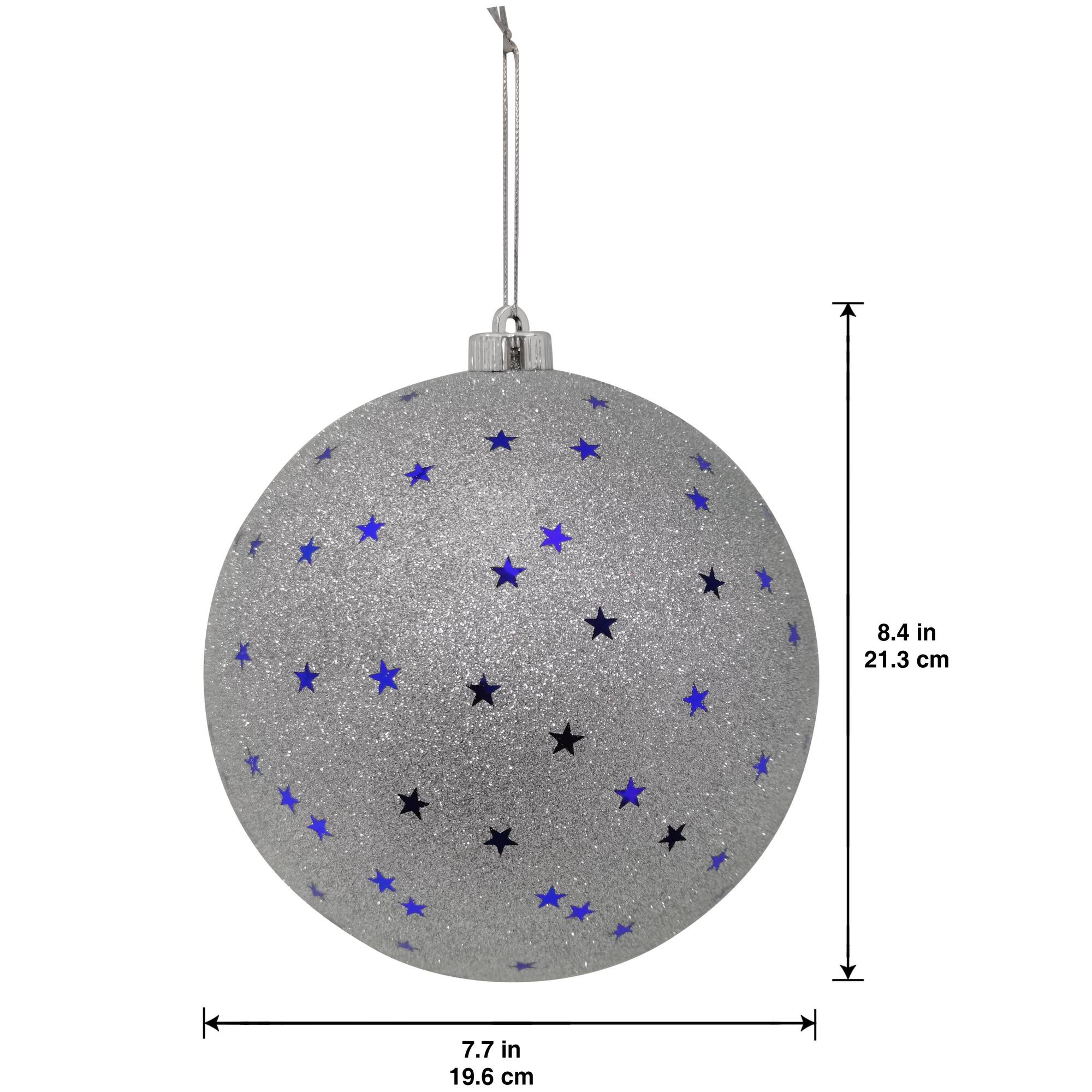 7.75" Silver Glitter & Blue Star Sequin Ornament by Celebrate It™